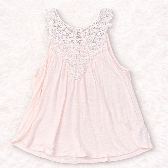 Forever 21 Tops - Forever 21 Contemporary Blush Pink Lace Crochet Tank Top XS Boho Coquette